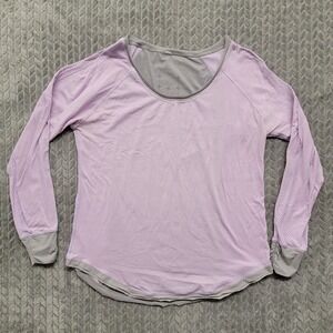 Lululemon Lightened Up Long Sleeve Shirt Women's‎ Size 10 Pink Gray Striped